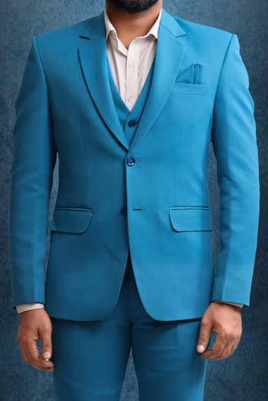 3 Piece Imported Fabric Blue Suit — view 4 of 7