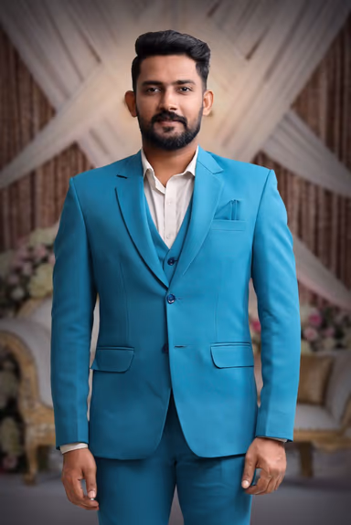 3 Piece Imported Fabric Blue Suit — view 7 of 7