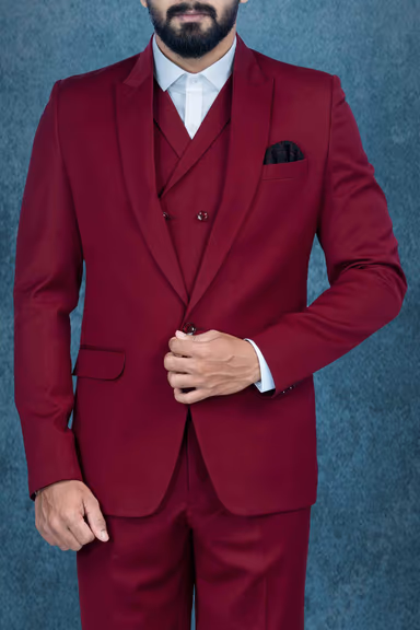 3Pc Suit Terry Rayon In Maroon 3Pc Suit — view 4 of 7