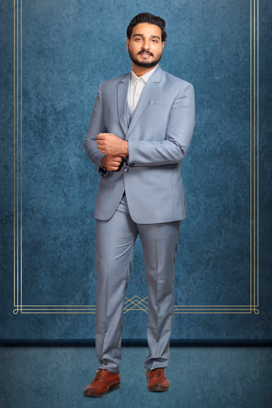 Ice Grey Three-Piece Slim Fit Suit — view 1 of 3