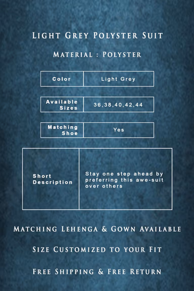 Light Grey Polyster 3Pc Suit — view 2 of 6