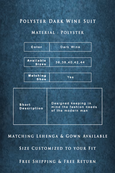 Polyster Dark Wine 3Pc Suit — view 3 of 7