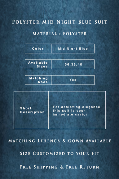 Polyster mid night Blue 3Pc Suit — view 3 of 7