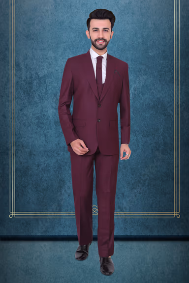 Regal Maroon Classic Three-Piece Suit — view 1 of 3
