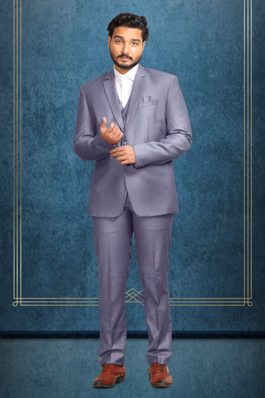 Elegant Slate Grey Three-Piece Suit — view 1 of 3