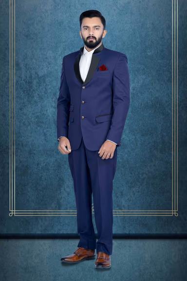2 Pcs Imported Terry Rayon In Midnight Blue 2Pc Suit — view 1 of 6