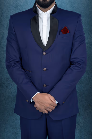 2 Pcs Imported Terry Rayon In Midnight Blue 2Pc Suit — view 4 of 6