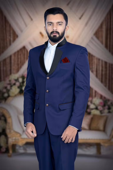 2 Pcs Imported Terry Rayon In Midnight Blue 2Pc Suit — view 2 of 6