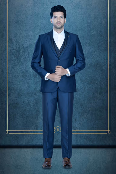 3 Pcs Polyester Viscose In Navy Blue 3Pc Suit — view 1 of 6