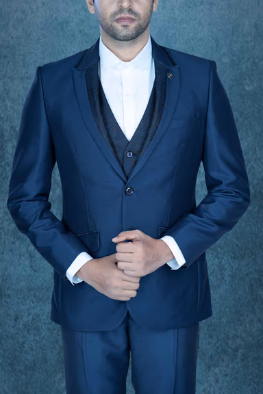 3 Pcs Polyester Viscose In Navy Blue 3Pc Suit — view 3 of 6