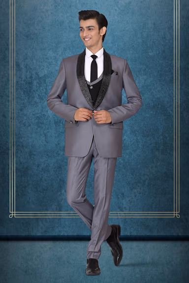 3 Piece Imported Fabric Grey Suit — view 1 of 6