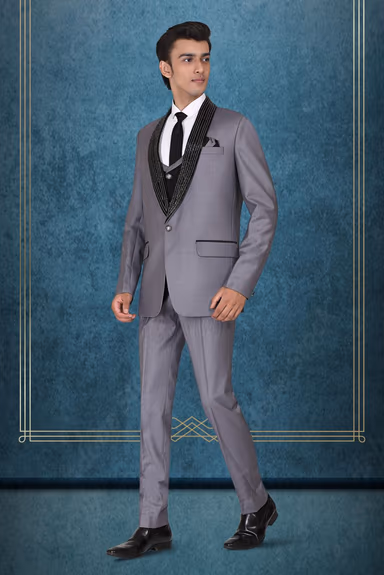 3 Piece Imported Fabric Grey Suit — view 3 of 6