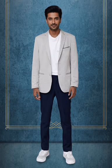 Cloud grey blazer with linen fabric — view 1 of 3