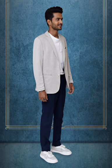 Cloud grey blazer with linen fabric — view 3 of 3