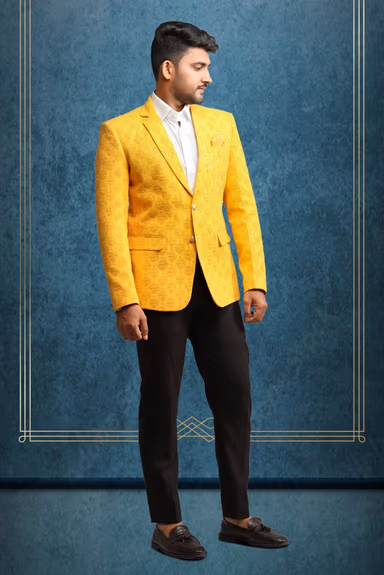 Yellow Embroidered Fabric Blazer — view 4 of 5