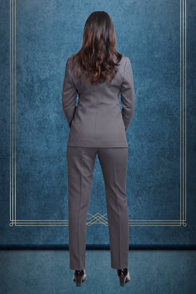 Double Breasted Notch Lapel Grey Colour Suite With Formal Trousers — view 5 of 5