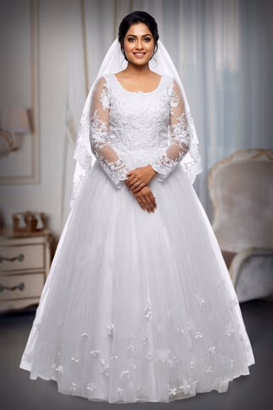 White Christian Bridal Gown along with the Veil — view 2 of 2
