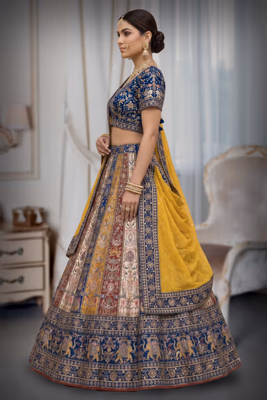 Bridal Red Kali Lehenga with Multicolour Blouse and Intricate Royal Embroidery — view 3 of 3