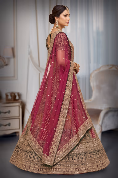 Bridal Red Kali Lehenga with Multicolour Blouse and Intricate Royal Embroidery — view 3 of 3