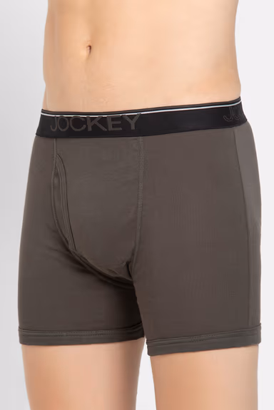 Men's Super Combed Cotton Rib Solid Boxer Brief with Ultrasoft Waistband-Deep Olive — view 6 of 6