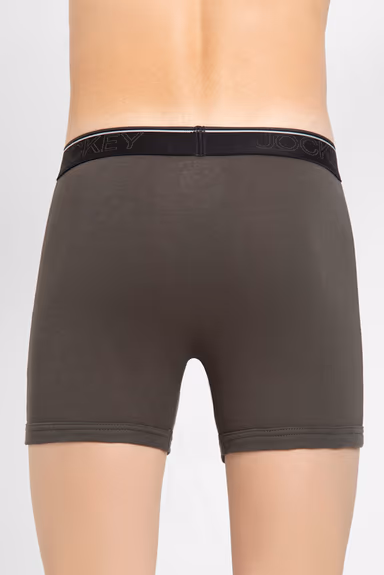 Men's Super Combed Cotton Rib Solid Boxer Brief with Ultrasoft Waistband-Deep Olive — view 5 of 6
