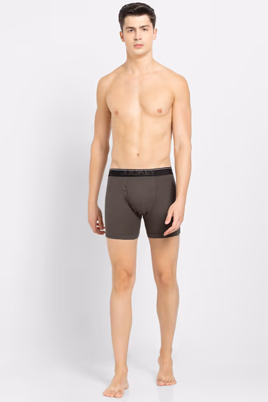 Men's Super Combed Cotton Rib Solid Boxer Brief with Ultrasoft Waistband-Deep Olive — view 4 of 6