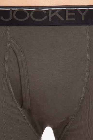Men's Super Combed Cotton Rib Solid Boxer Brief with Ultrasoft Waistband-Deep Olive — view 3 of 6
