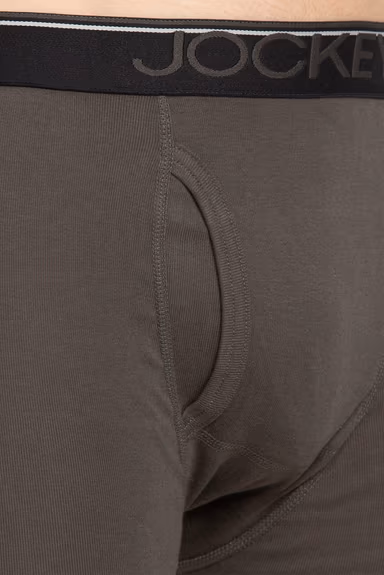 Men's Super Combed Cotton Rib Solid Boxer Brief with Ultrasoft Waistband-Deep Olive — view 2 of 6