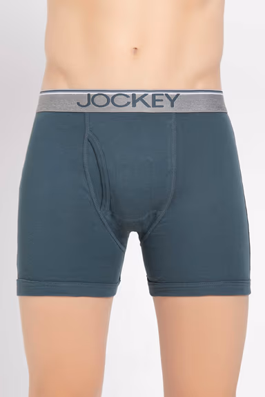 Men's Super Combed Cotton Rib Solid Boxer Brief with Ultra soft Waistband -Deep Slate — view 1 of 4