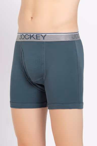 Men's Super Combed Cotton Rib Solid Boxer Brief with Ultra soft Waistband -Deep Slate — view 2 of 4
