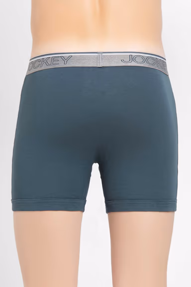 Men's Super Combed Cotton Rib Solid Boxer Brief with Ultra soft Waistband -Deep Slate — view 4 of 4