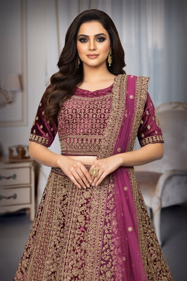 Bridal Lehenga Choli or Heavily Embellished Velvet Lehenga — view 1 of 2