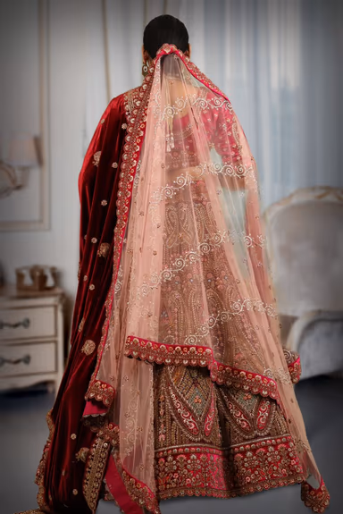 Dark purple multi color embroidery lehenga — view 5 of 5