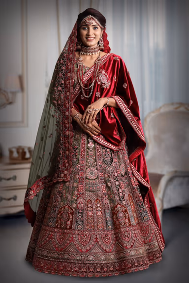 Multi color embroidery work lehenga — view 2 of 5