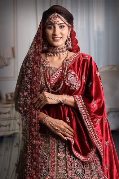 Multi color embroidery work lehenga — view 1 of 5