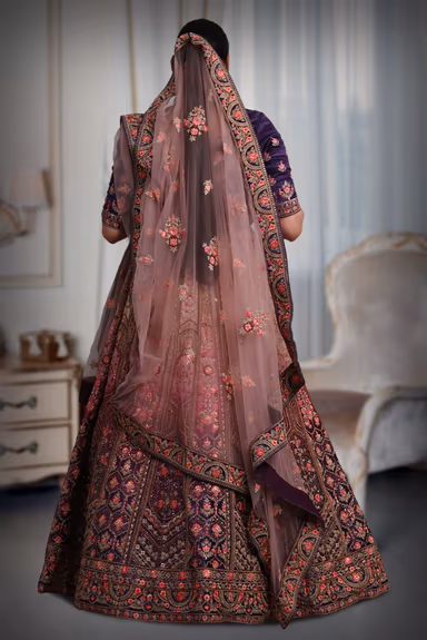 pink & purple embroidery double shade lehenga — view 5 of 5