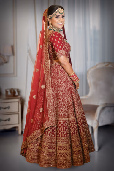 Heavy Traditional Red Bridal Lehenga Choli with Dupatta — view 3 of 3