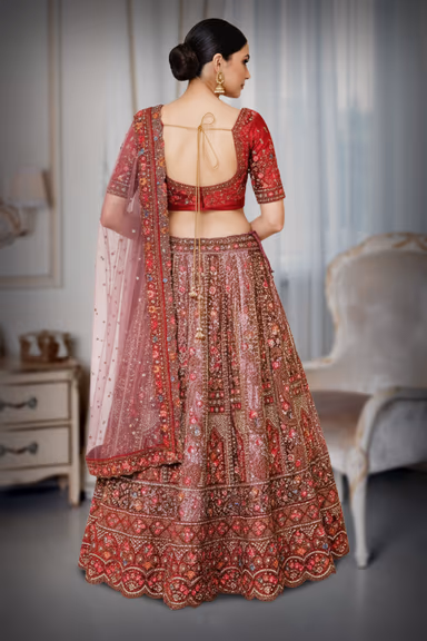 Royal Maroon Velvet Zardozi Bridal Lehenga — view 4 of 4