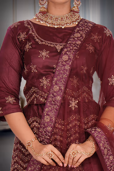 Wine Lehenga — view 4 of 6