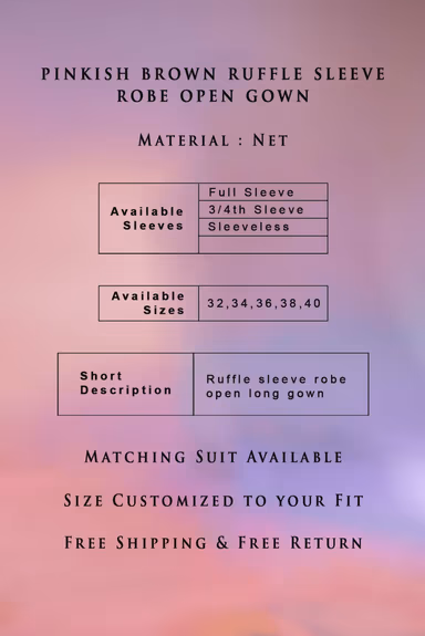 Pinkish brown ruffle sleeve robe open gown — view 3 of 5