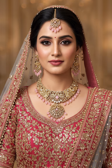 High Quality Matt Finish Gold Tone South Indian Jewelry. — view 1 of 2