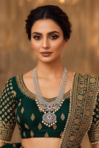 Luxurious Silver Plated Bridal Set Featuring Beautiful Tear Drop Stones — view 2 of 3