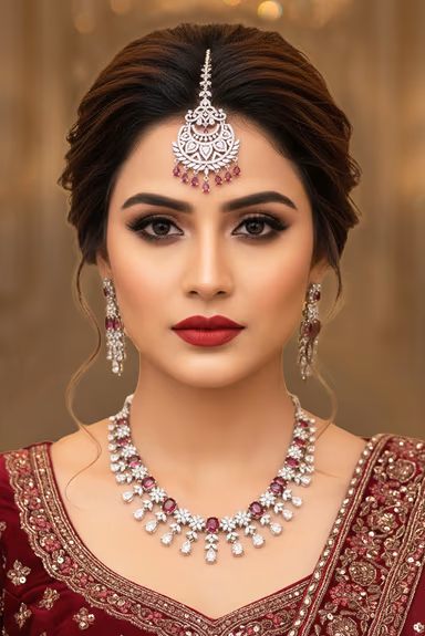 Refined White And Red Diamond Necklace Delivers A Soft Shine And Gentle Glamour Through Its Stunning Silver… — view 1 of 2