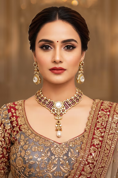 Rich Gold Dori Complements The Cool Rani Pink Gems Creating A Striking Contrast And An Air Of Timeless… — view 2 of 2