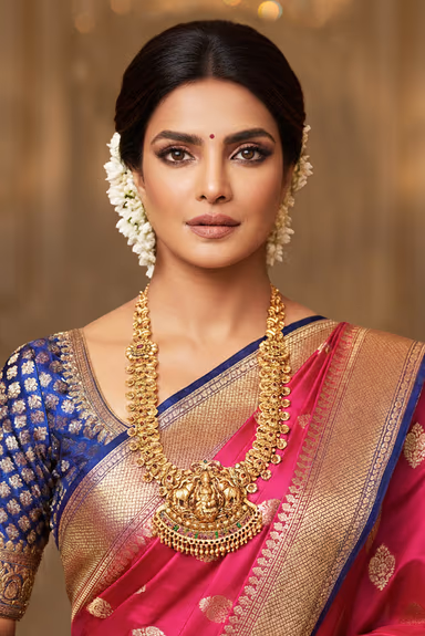 Splendorous Temple Necklace Adds Traditional Warmth And Majestic Craftsmanship Perfect For Celebratory Bridal… — view 1 of 2