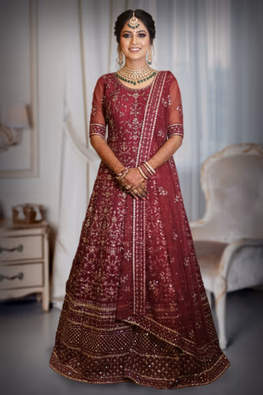 Designer Embroidered Anarkali Gown with Dupatta — view 2 of 3