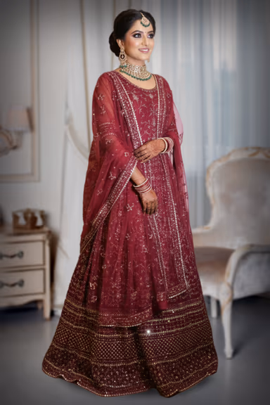 Designer Embroidered Anarkali Gown with Dupatta — view 3 of 3