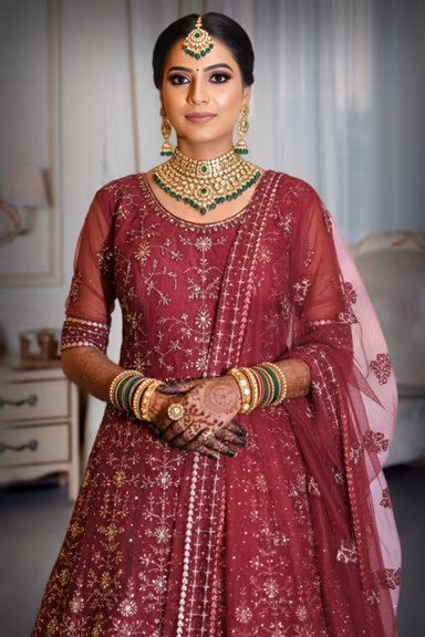 Designer Embroidered Anarkali Gown with Dupatta — view 1 of 3