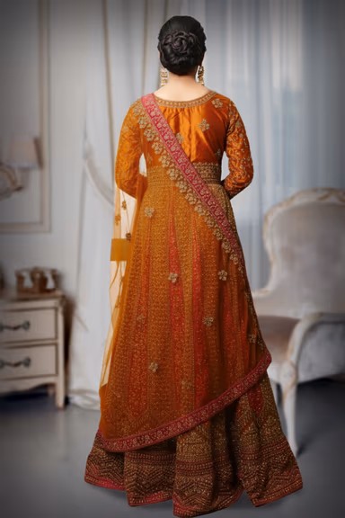 Golden Anarkali Gown Shimmers With Heavy Beadwork And Intricate Design Details — view 4 of 4