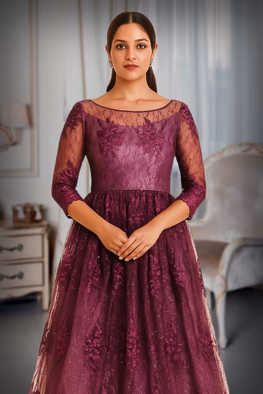 Semi bridal purple gown — view 1 of 2